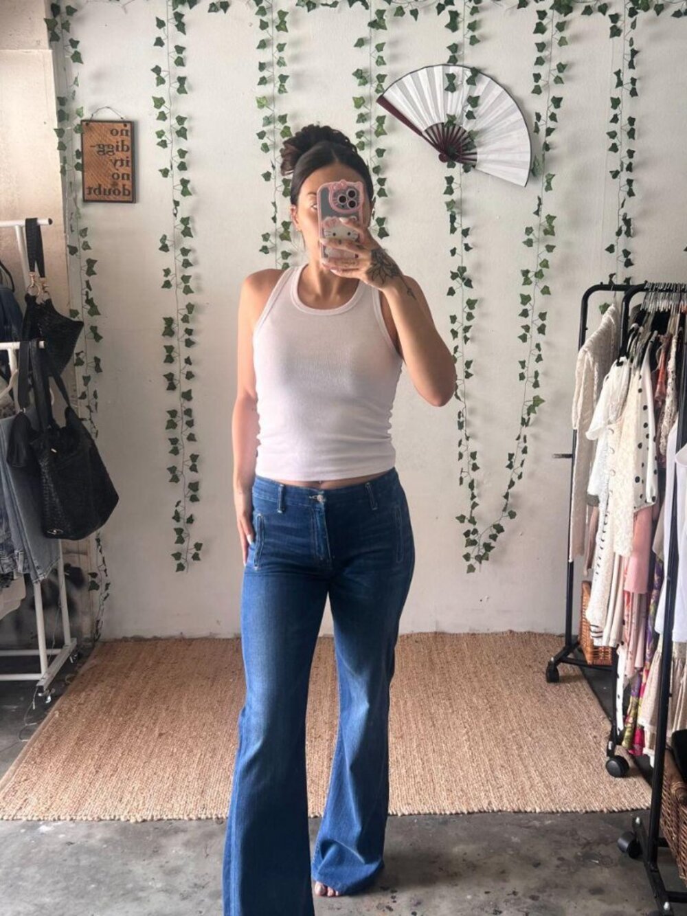 Mother The Drama high-rise dark wash flared jeans size 28